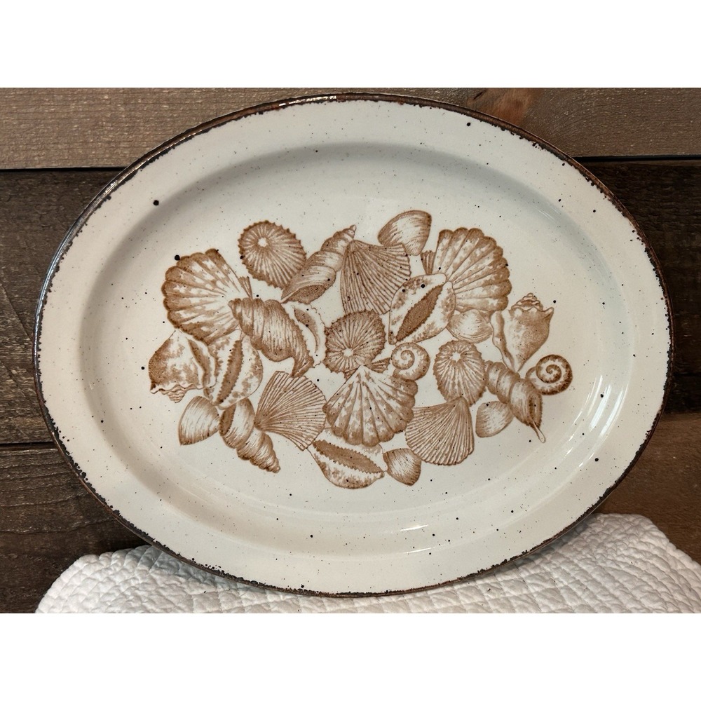 Stonehenge MIDWINTER‎ SEASCAPE Shell 11.75" Oval Serving Platter Made in England